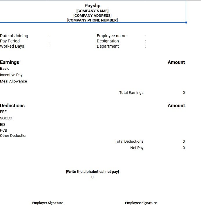 salary slip format 3